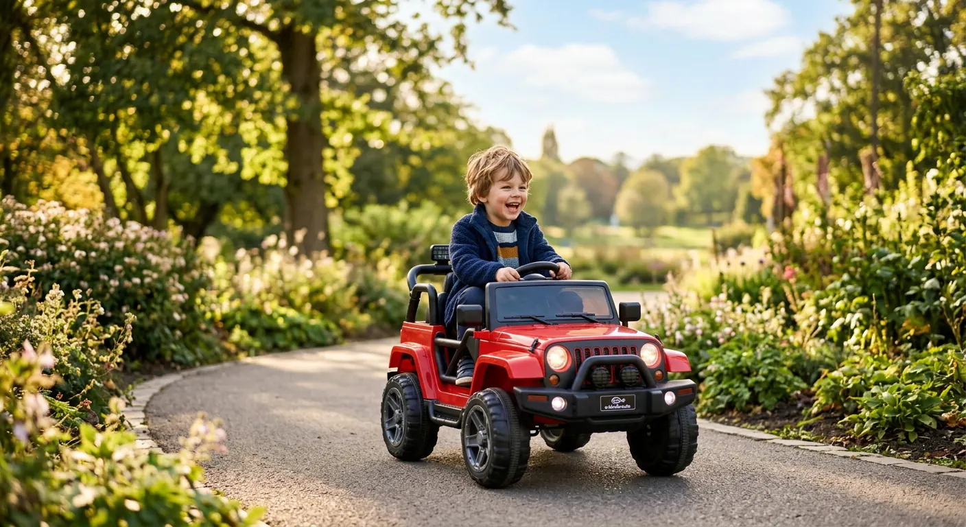 Kind fährt Elektroauto